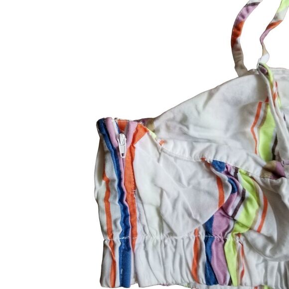 H&M LEMLEM Rainbow Multi Stripe Crop Top & Short Set XL 5 0289 - Picture 9 of 11